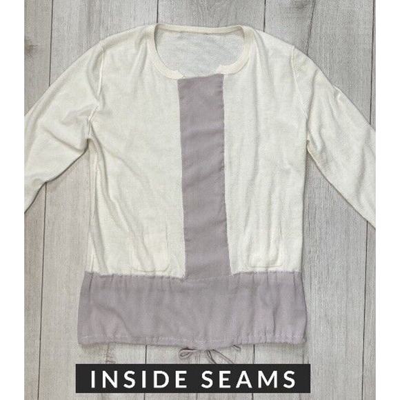 Effetto F sz XS US 2 Cashmere & Silk Sweater 3/4 Sleeves Ivory / Taupe Italy - Picture 10 of 16